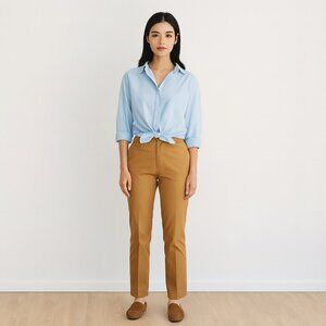 Lauren Ralph Lauren Pants Women Tan 6P Low Rise Stretch Front Zip Pocket Preppy‎